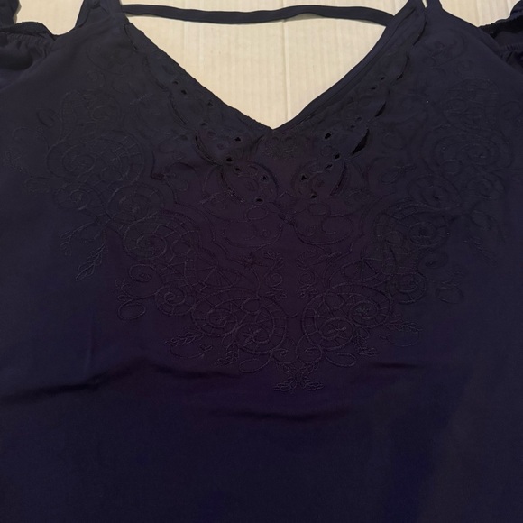 Navy blue off shoulder plus size blouse 2X - Picture 6 of 7